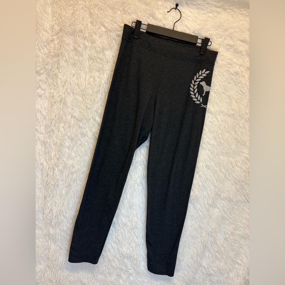 PINK Victoria's Secret Glitter Dog Charcoal Leggings | Size Large ✨🩶🐶 - Picture 4 of 17